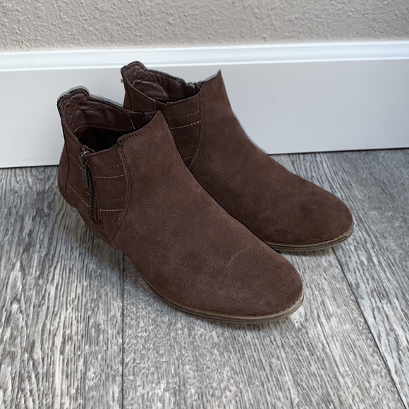 Sketchers Memory Foam block heel leather short brown Chelsea boots Sz 8.5 rustic - Picture 5 of 17